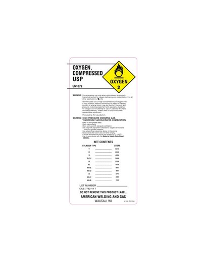 Compressed Oxygen Label (Wau Ox Hp Label Small)